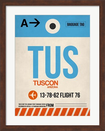 Framed TUS Tuscon Luggage Tag I Print