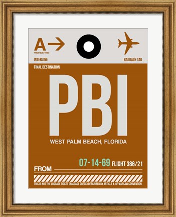 Framed PBI West Palm Beach Luggage Tag II Print