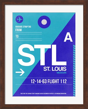 Framed STL St. Louis Luggage Tag II Print