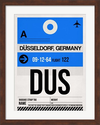 Framed DUS Dusseldorf Luggage Tag I Print