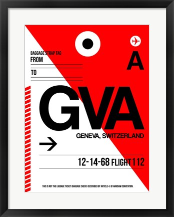 Framed GVA Geneva Luggage Tag I Print