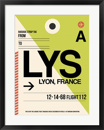 Framed LYS Lyon Luggage Tag I Print