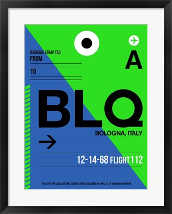 Framed BLQ Bologna Luggage Tag II Print