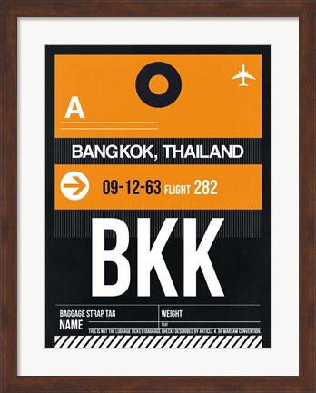 Framed BKK Bangkok Luggage Tag I Print