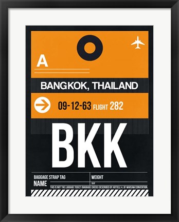 Framed BKK Bangkok Luggage Tag I Print