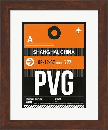 Framed PVG Shanghai Luggage Tag II Print