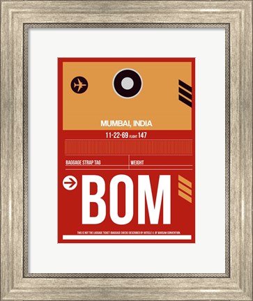 Framed BOM Mumbai Luggage Tag II Print