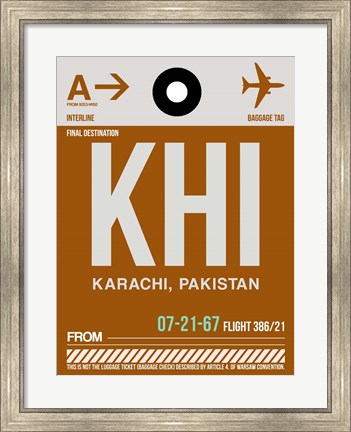 Framed KHI Karachi Luggage Tag II Print