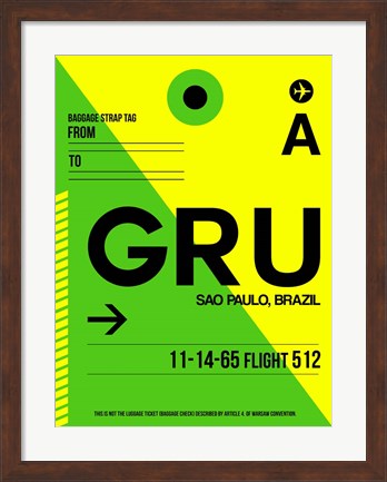 Framed GRU Sao Paulo Luggage Tag I Print