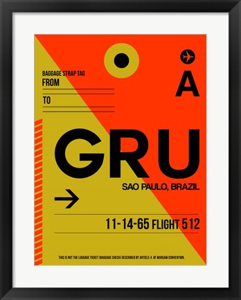 Framed GRU Sao Paulo Luggage Tag II Print