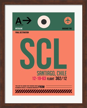 Framed SCL Santiago Luggage Tag I Print
