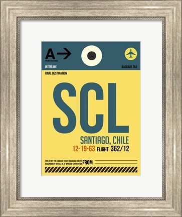 Framed SCL Santiago Luggage Tag II Print