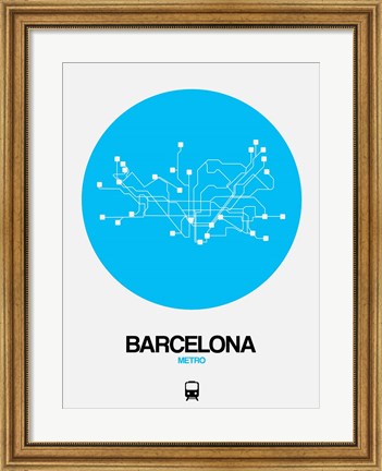 Framed Barcelona Blue Subway Map Print