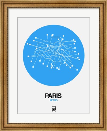 Framed Paris Blue Subway Map Print