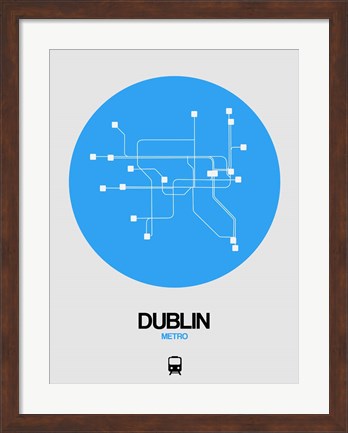 Framed Dublin Blue Subway Map Print