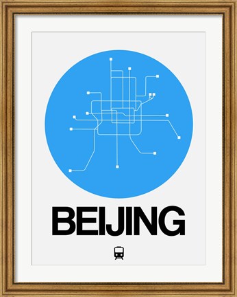 Framed Beijing Blue Subway Map Print