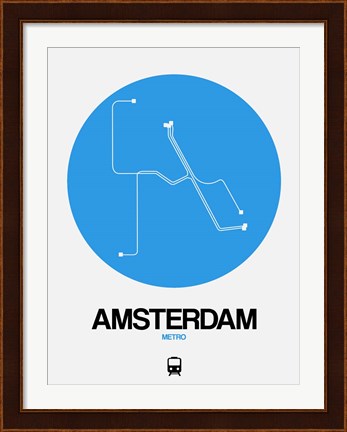 Framed Amsterdam Blue Subway Map Print
