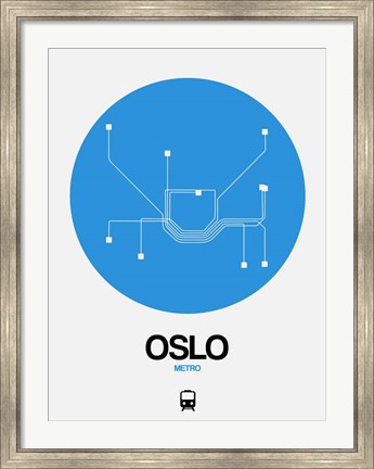 Framed Oslo Blue Subway Map Print