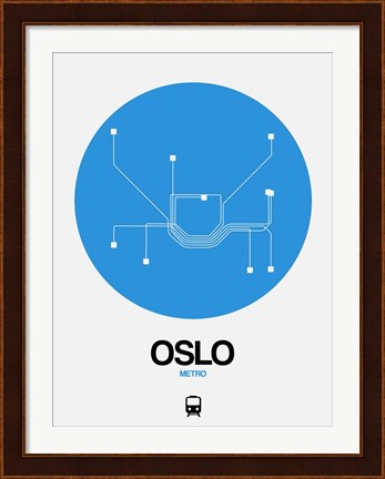 Framed Oslo Blue Subway Map Print