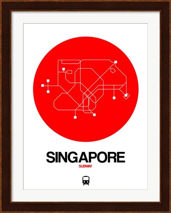 Framed Singapore Red Subway Map Print