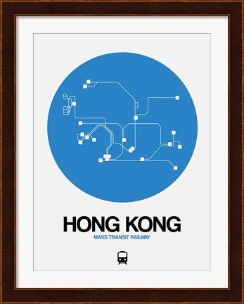 Framed Hong Kong Blue Subway Map Print