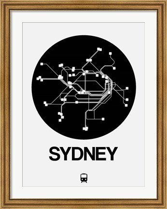 Framed Sydney Black Subway Map Print