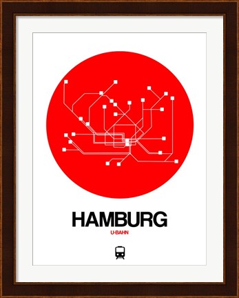 Framed Hamburg Red Subway Map Print