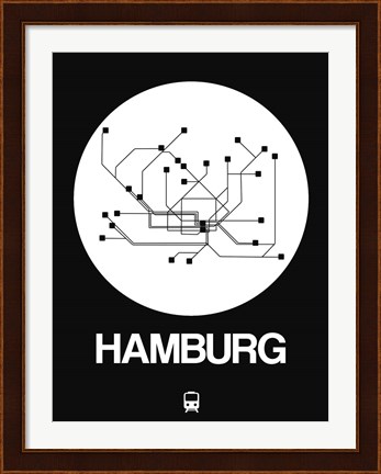 Framed Hamburg White Subway Map Print