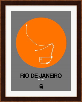 Framed Rio De Janeiro Orange Subway Map Print