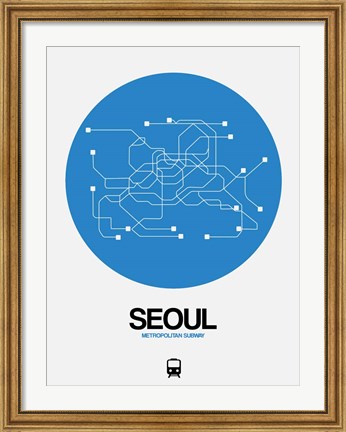 Framed Seoul Blue Subway Map Print