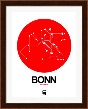 Framed Bonn Red Subway Map Print