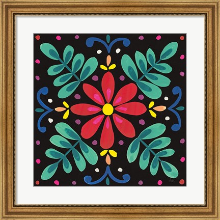 Framed Floral Fiesta Tile VI Print