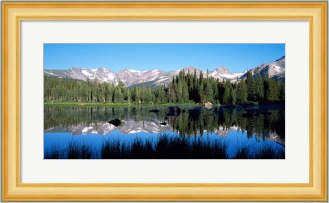 Framed Indian Peaks reflected in Red Rock Lake Boulder Colorado Print