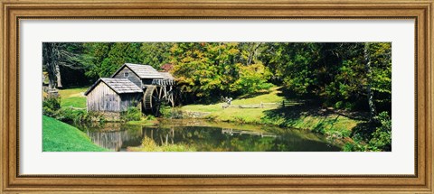 Framed Watermill Near a Pond, Mabry Mill, Virginia Print