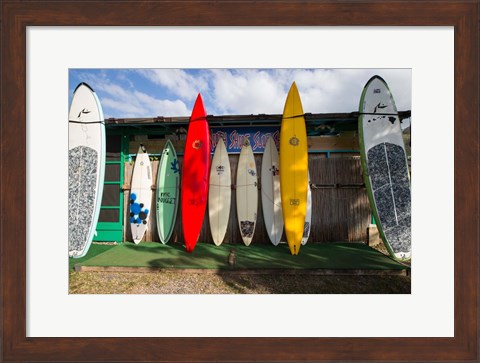 Framed Surfboards Leaning Against Beach Shack, Hawaii Print
