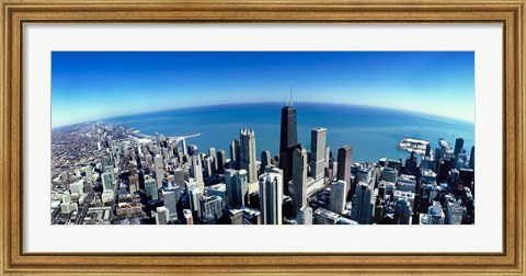 Framed Aerial view of Chicago, Cook County, Illinois Print