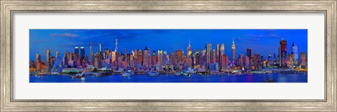 Framed Panoramic View of Manhattan Skyline at Dusk Print