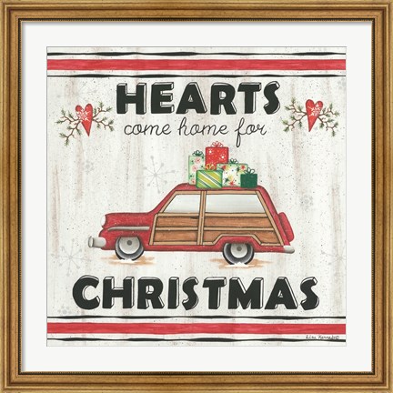 Framed Hearts Come Home for Christmas Print