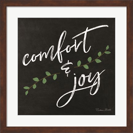 Framed Comfort &amp; Joy Chalkboard Print