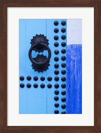 Framed Detail of Blue Door, Chefchaouen, Morocco Print