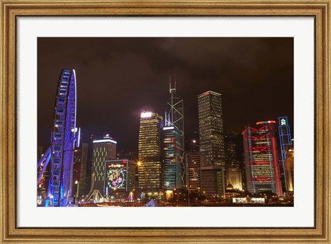 Framed Skyscrapers and Hong Kong Observation Wheel, Hong Kong, China Print