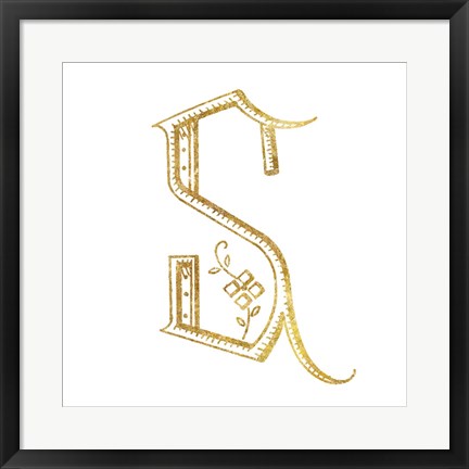 Framed French Sewing Letter S Print