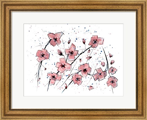 Framed Pink Flowers I Print