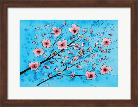 Framed Pink Flowers II Print