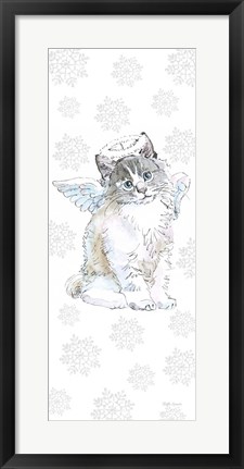 Framed Christmas Kitties I Snowflakes Print