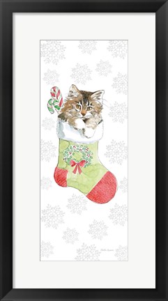 Framed Christmas Kitties IV Snowflakes Print
