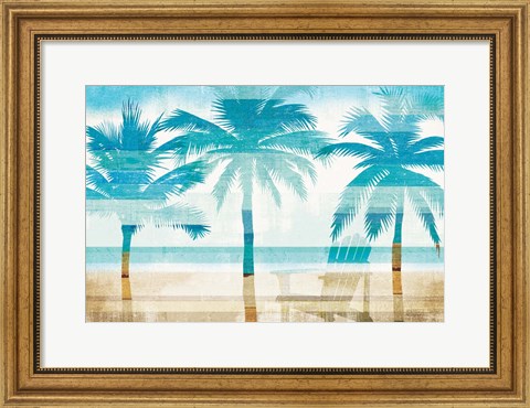 Framed Beachscape Palms with chair Print