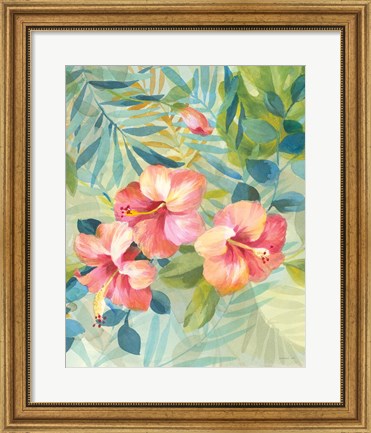 Framed Hibiscus Garden III Print