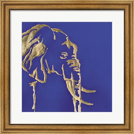 Framed Gilded Elephant Indigo Print