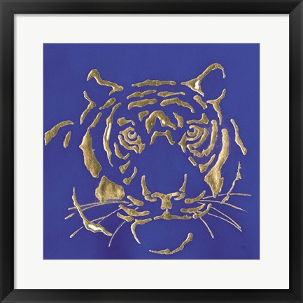 Framed Gilded Tiger Indigo Print